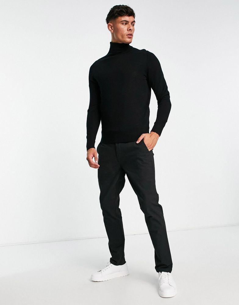 商品Calvin Klein|Calvin Klein superior wool roll neck knit jumper in black,价格¥1148,第6张图片详细描述