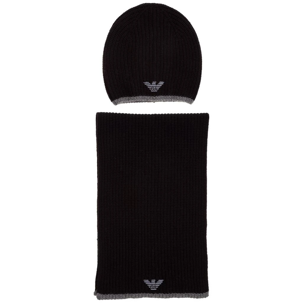 商品Emporio Armani|Emporio Armani Logo Embroidered Beanie Scarf Set,价格¥1008,第1张图片