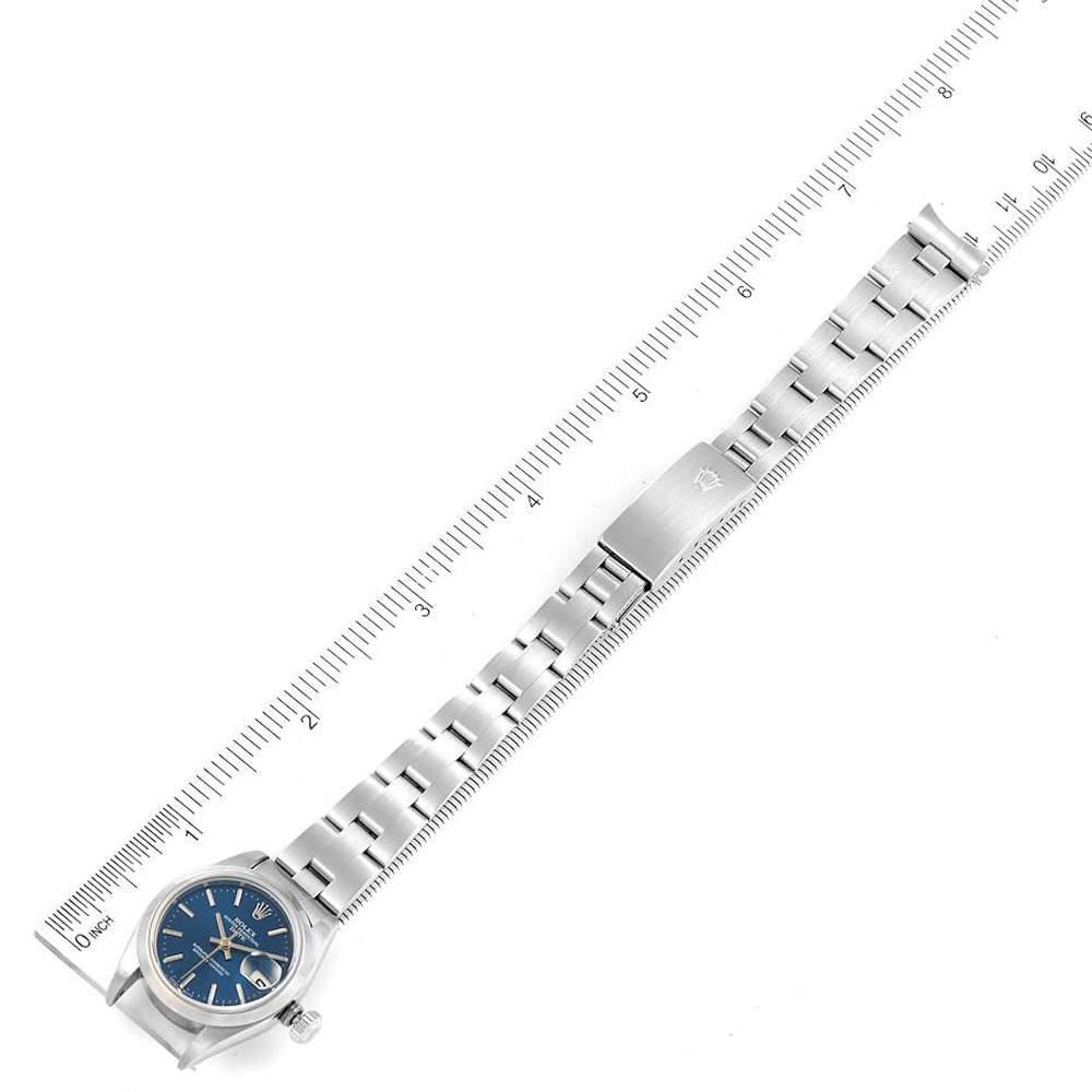 Rolex Blue Stainless Steel Oyster Perpetual Date 69160 Women's Wristwatch 26 mm商品第9张图片规格展示