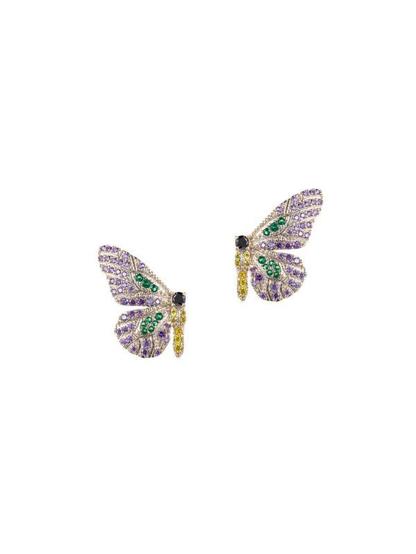 商品Eye Candy LA|Luxe Butterfly Silvertone & Crystal Earrings,价格¥367,第1张图片