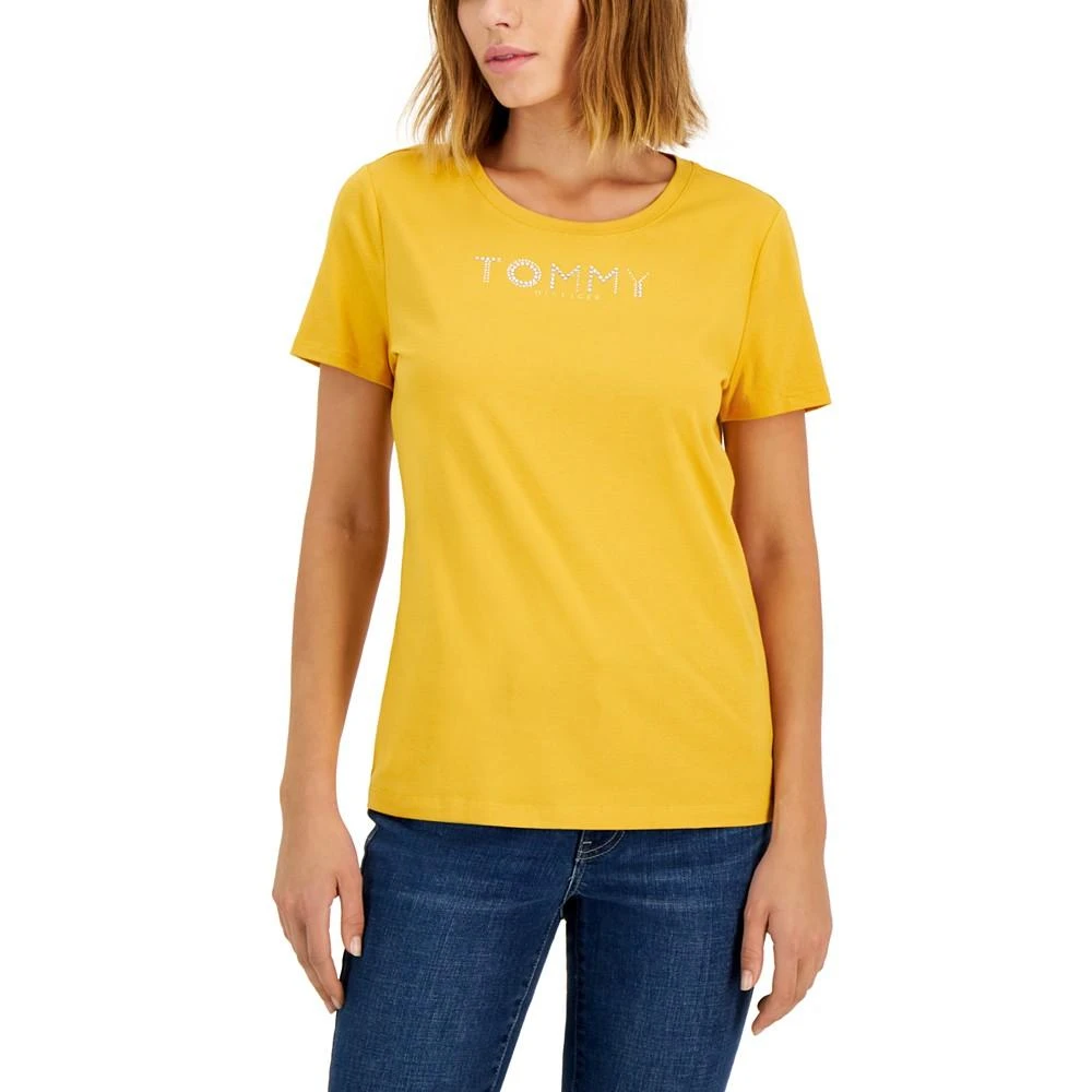 商品Tommy Hilfiger|Women's Crew-Neck Rhinestone-Embellished T-Shirt,价格¥102,第1张图片