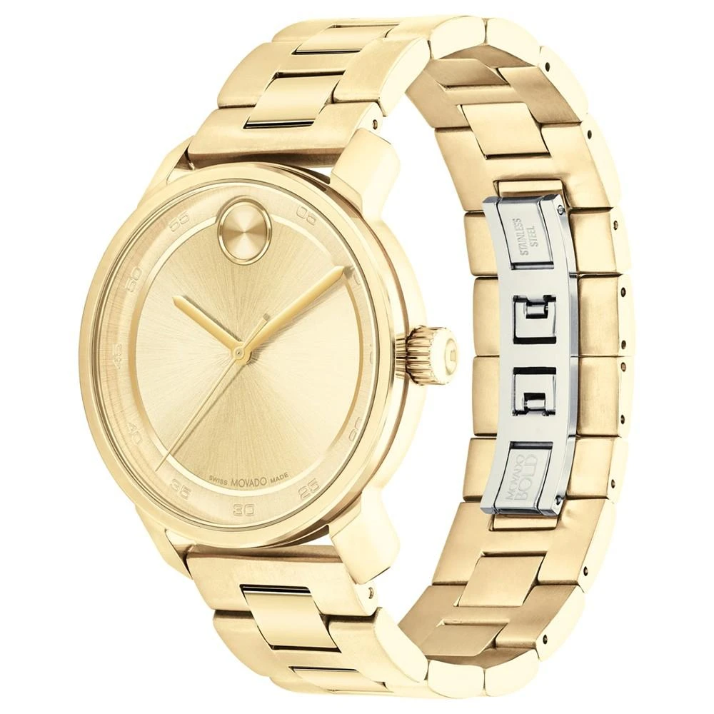 商品Movado|Men's Swiss Bold Access Gold Ion Plated Steel Bracelet Watch 41mm,价格¥4143,第2张图片详细描述