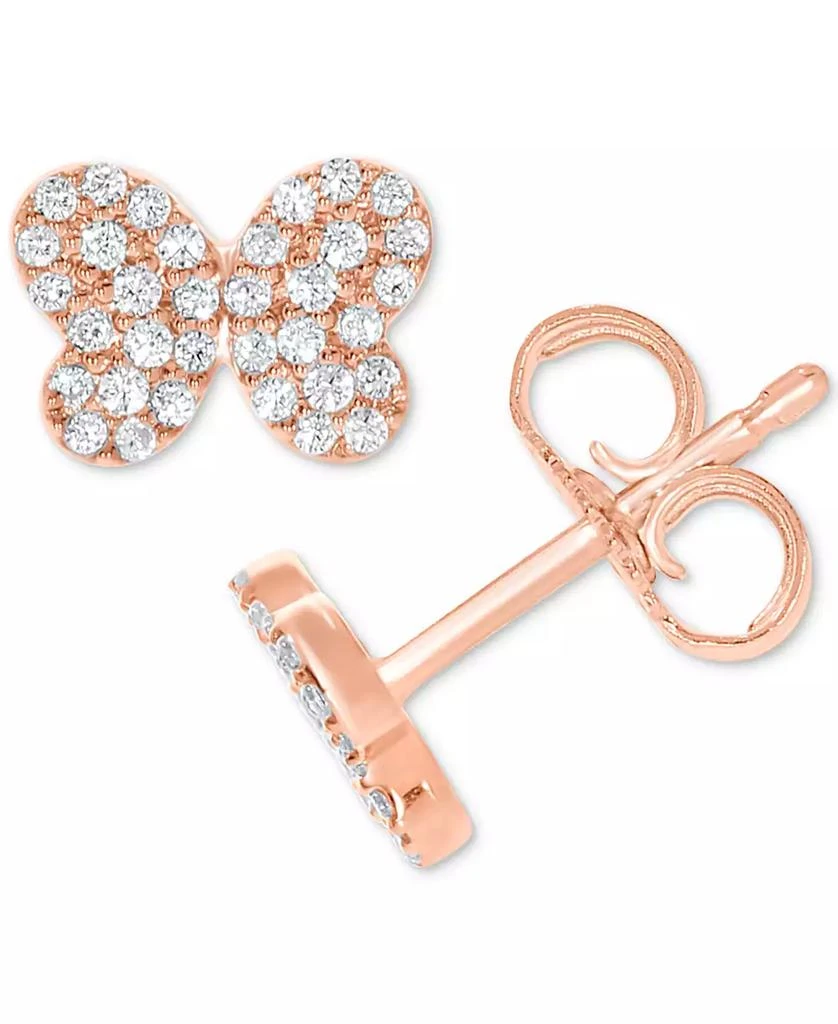 商品Macy's|Diamond Pavé Butterfly Stud Earrings (1/5 ct. t.w.)  in 10k White, Yellow or Rose Gold,价格¥1344,第1张图片