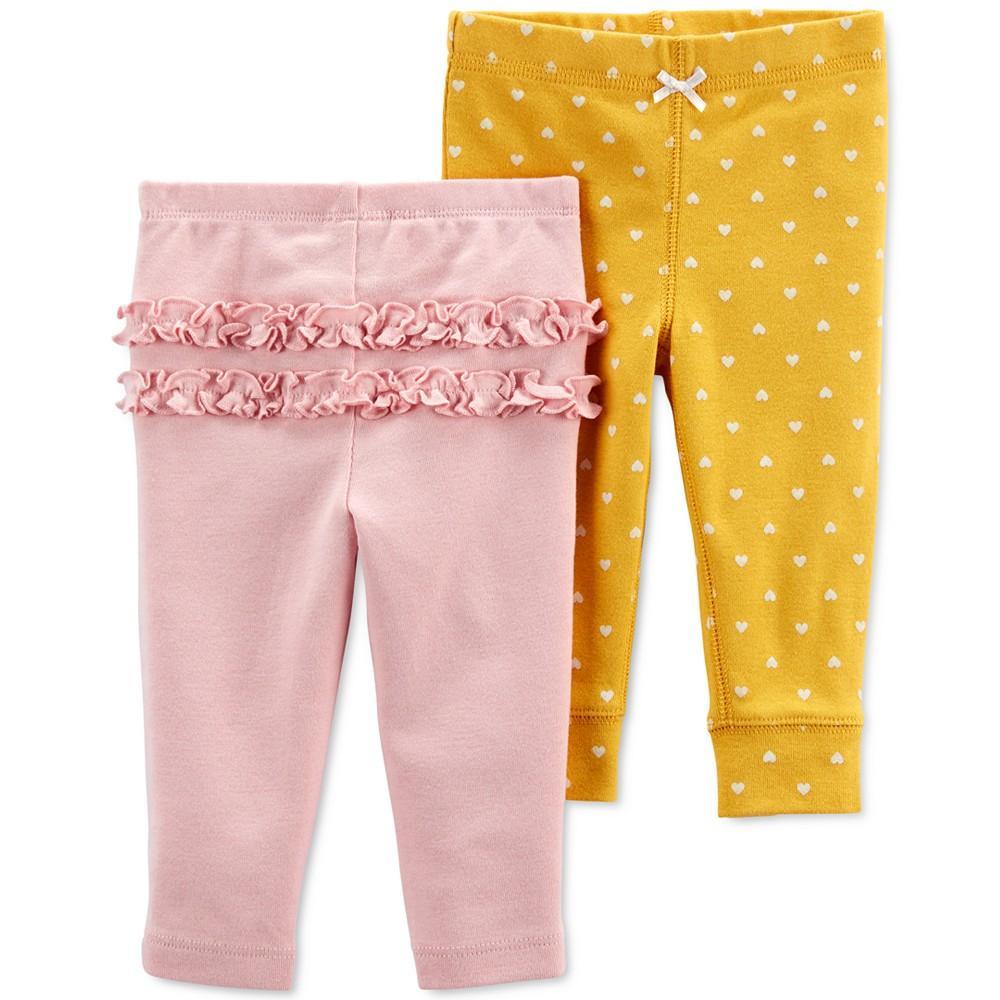 商品Carter's|Baby Girls 2-Pack Pull-On Cotton Pants,价格¥163,第1张图片