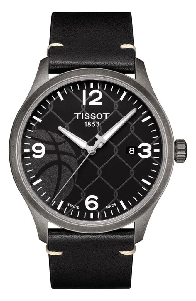 商品Tissot|Men's Gent XL 3x3 Street Basketball Leather Strap Watch, 42mm,价格¥1710,第1张图片