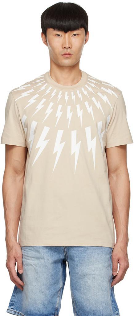 商品Neil Barrett|Beige Fair Isle Thunderbolt T-Shirt,价格¥646,第1张图片