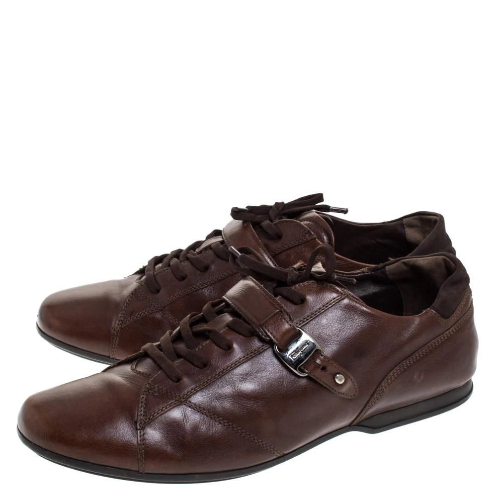 商品[二手商品] Salvatore Ferragamo|Salvatore Ferragamo Brown Leather Low Top Sneakers Size 45.5,价格¥1763,第4张图片详细描述
