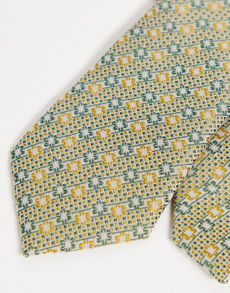 ASOS DESIGN slim tie in retro green geo patern商品第4张图片规格展示