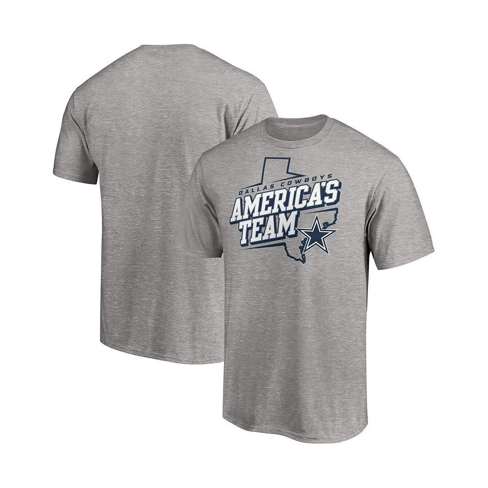 商品Majestic|Men's Heather Gray Dallas Cowboys Hometown Collection State Shape T-shirt,价格¥157,第1张图片