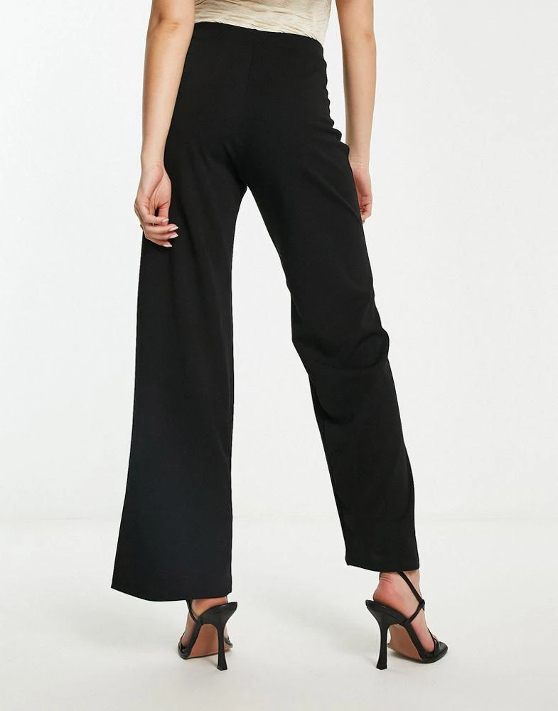 商品River Island|River Island wide leg tailored trouser with button detail in black,价格¥340,第2张图片详细描述