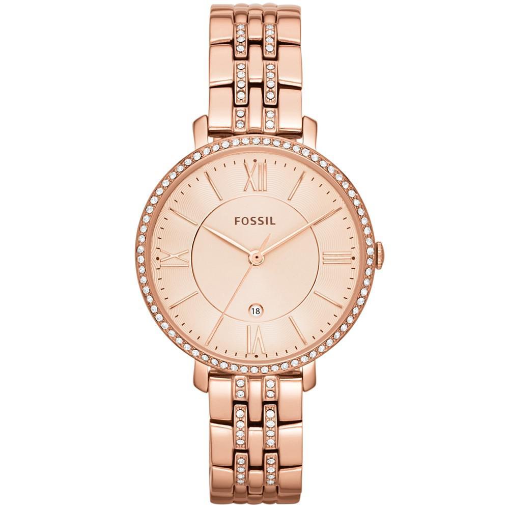 商品Fossil|Women's Jacqueline Rose Gold-Tone Stainless Steel Bracelet Watch 36mm ES3546,价格¥1190,第1张图片