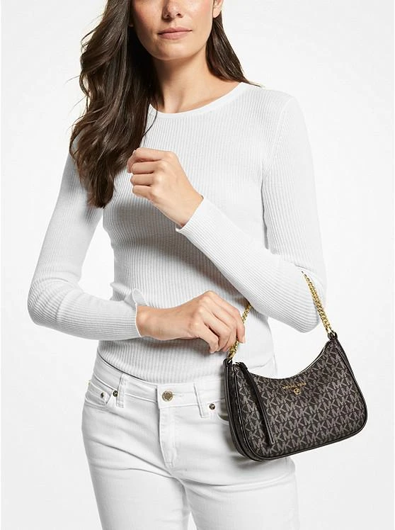 商品Michael Kors|Jet Set Charm Small Metallic Logo Pochette,价格¥743,第3张图片详细描述