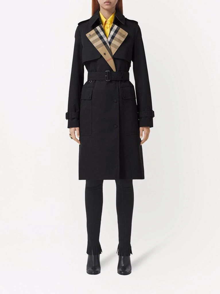 商品Burberry|BURBERRY - Check Motif Cotton Trench Coat,价格¥17516,第2张图片详细描述