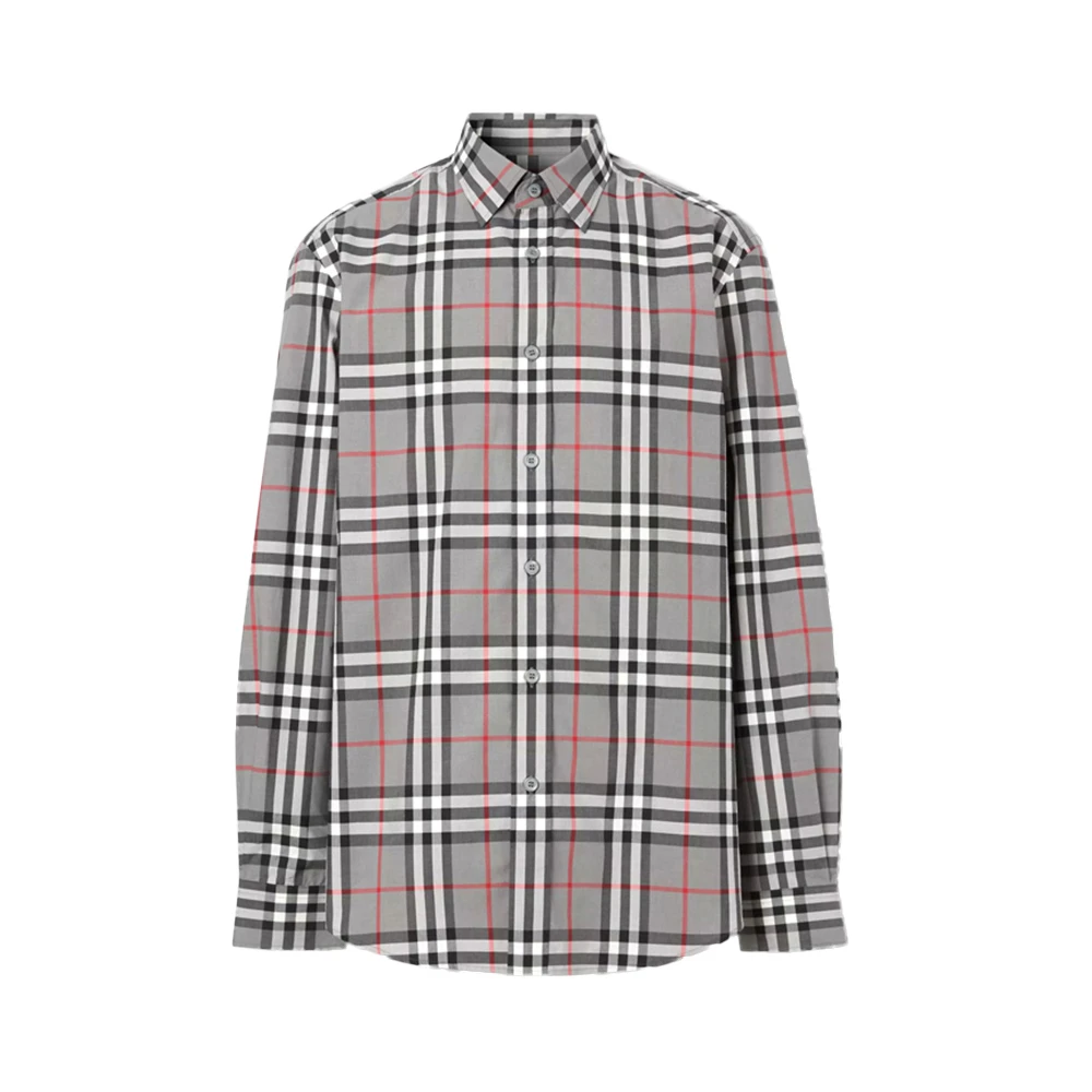 商品[国内直发] Burberry|BURBERRY 男士灰色格纹长袖衬衫 8028886,价格¥2931,第1张图片