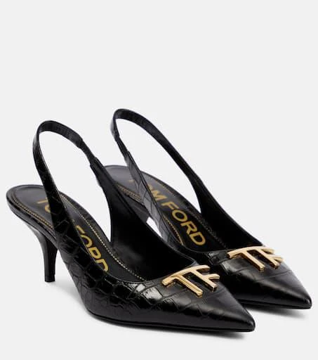 商品Tom Ford|Croc-effect leather slingback pumps,价格¥6450,第1张图片