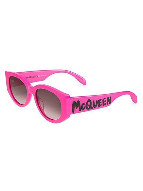 商品Alexander McQueen|Graffiti 54MM Rectangular Acetate Sunglasses,价格¥2239,第4张图片详细描述