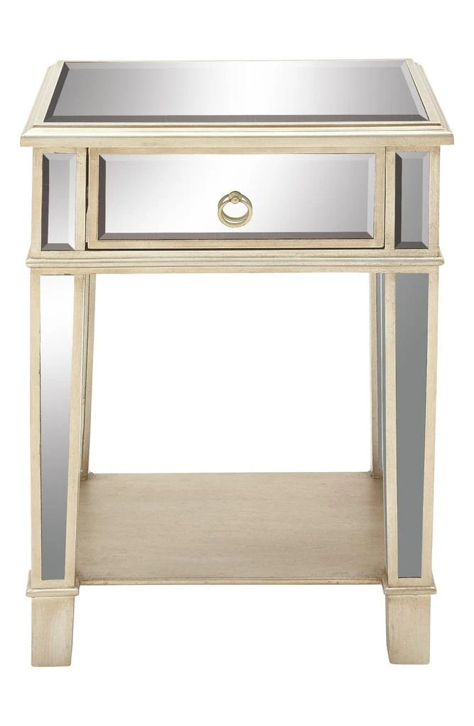 商品VIVIAN LUNE HOME|Beige Wood Mirrored 1 Shelf Accent Table,价格¥2017,第3张图片详细描述