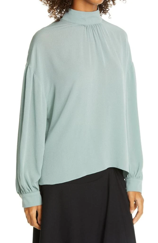 商品Vince|Shirred Mock Neck Silk Top,价格¥1313,第4张图片详细描述