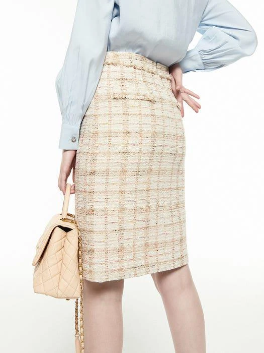 商品FRONTROW|[Tweed] Fringed H-line Tweed skirt,价格¥501,第1张图片