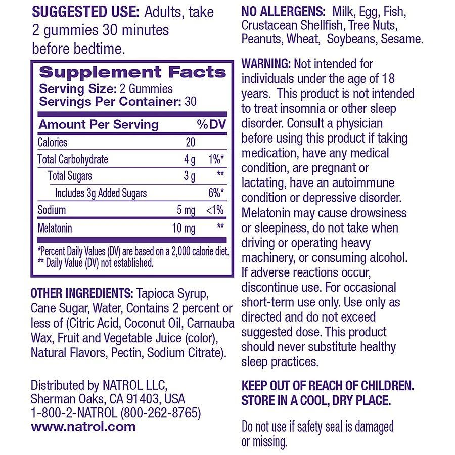 商品Natrol|10 mg Melatonin Gummies Strawberry,价格¥112,第4张图片详细描述