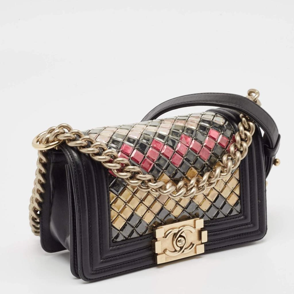 商品[二手商品] Chanel|Chanel Black Leather and Sequins Tile Brasserie Mosaic Small Boy Bag,价格¥38075,第3张图片详细描述