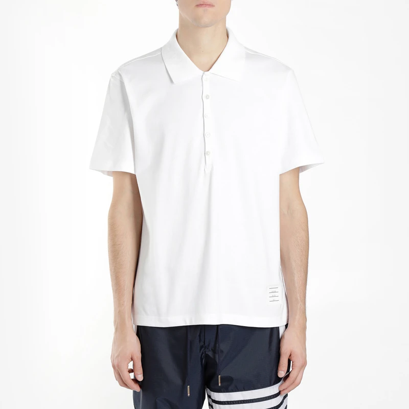 商品Thom Browne|THOM BROWNE 白色男士POLO衫 MJP052A-00042-100,价格¥1572,第1张图片