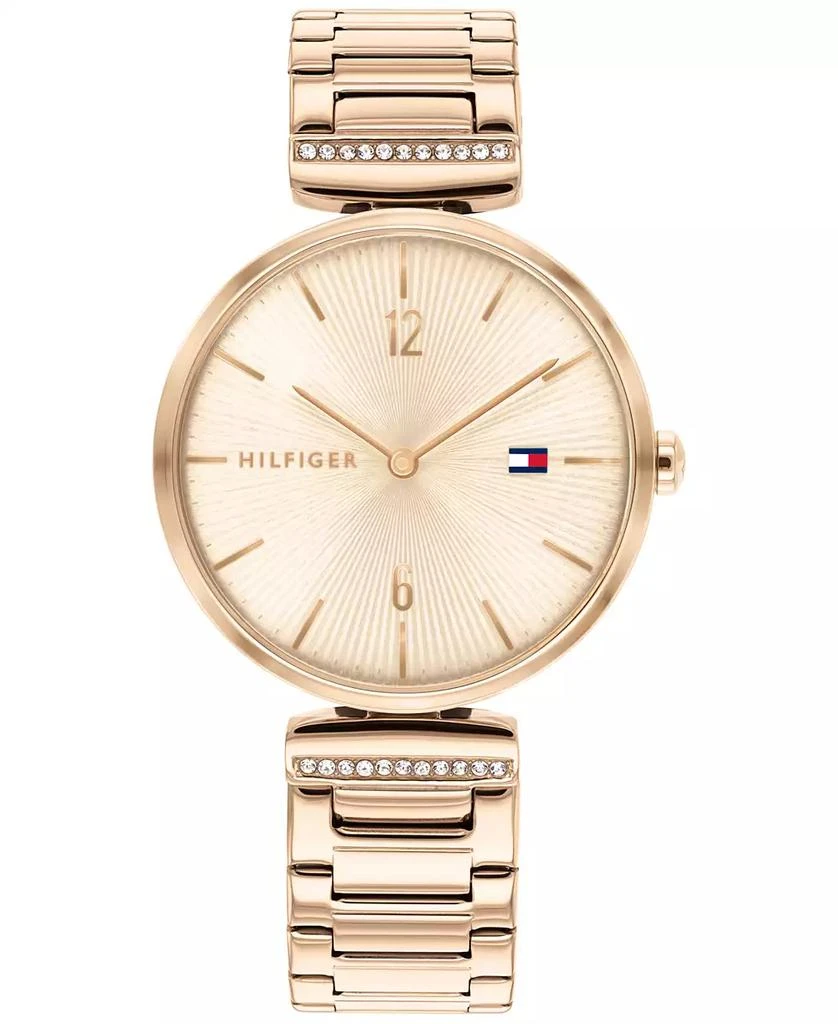 商品Tommy Hilfiger|Women's Carnation Gold-Tone & Crystral Bracelet Watch 34mm,价格¥815,第1张图片