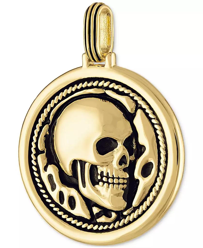 商品Esquire Men's Jewelry|Skull Disc Pendant in 14k Gold-Plated Sterling Silver, Created for Macy's,价格¥719,第2张图片详细描述