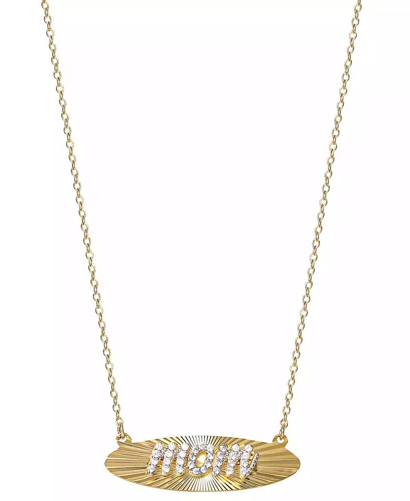 商品Giani Bernini|Cubic Zirconia MOM Script Radiant Disc 18" Pendant Necklace in 18k Gold-Plated Sterling Silver, Created for Macy's,价格¥206,第3张图片详细描述