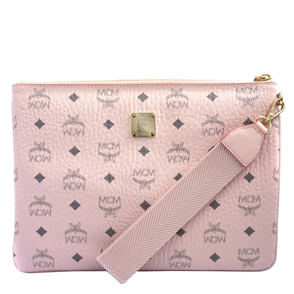 商品MCM|MCM Ladies Powder Pink Signature Logo Pouch,价格¥686,第3张图片详细描述