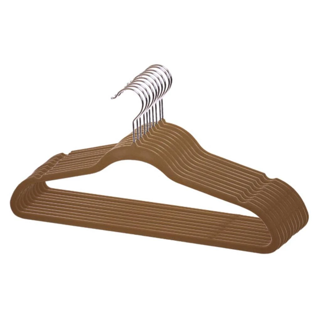 商品Home Basics|Home Basics 10 Piece Velvet Hanger, Brown,价格¥119,第1张图片