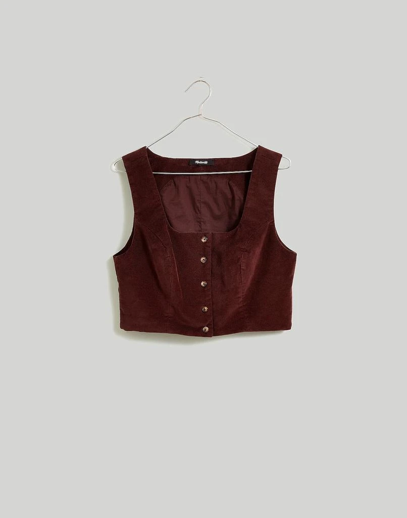 Corduroy Twill Button-Front Crop Bralette Top 商品