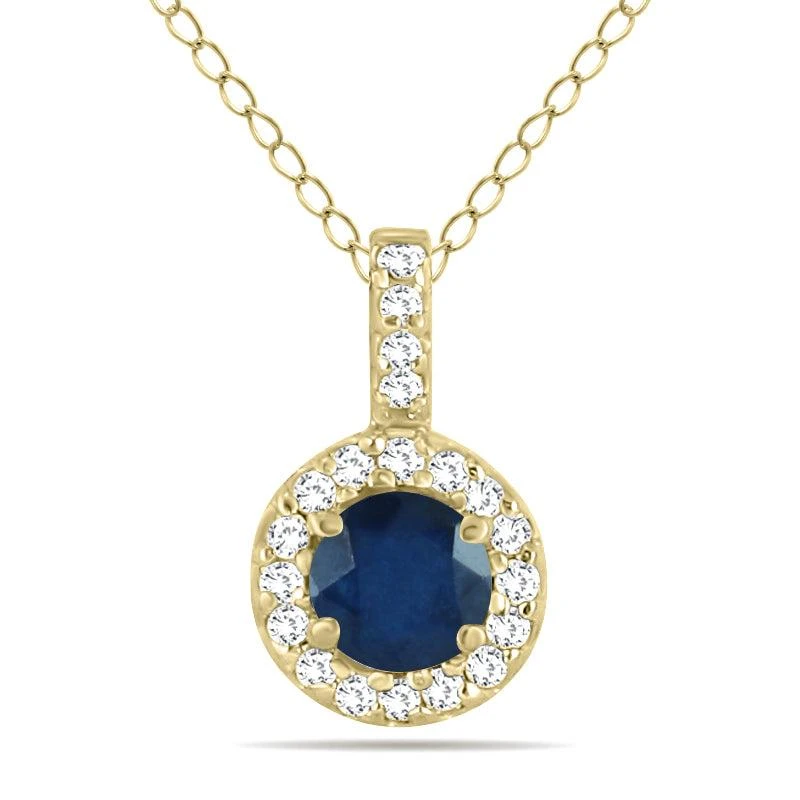 商品SSELECTS|1/2 Carat Tw Halo Sapphire And Diamond Pendant In 10K,价格¥2025,第1张图片