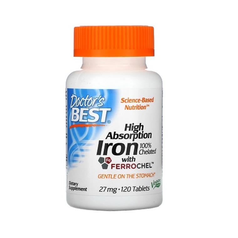 商品Doctors Best Vitamins|Doctors Best High Absorption Iron with Ferrochel Tablets, 120 Ea,价格¥66,第1张图片