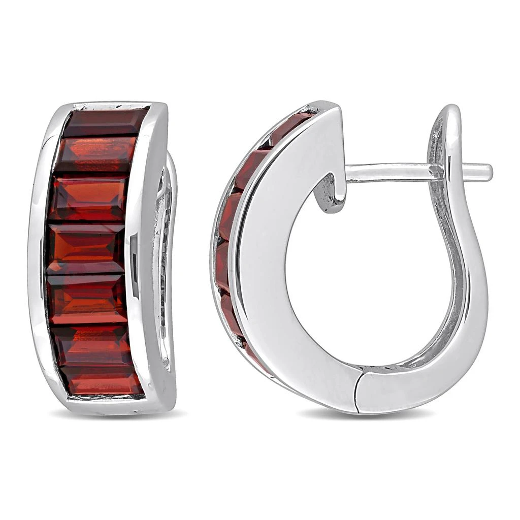 商品Mimi & Max|5 1/6 CT TGW Garnet Hoop Earrings in Sterling Silver,价格¥909,第1张图片