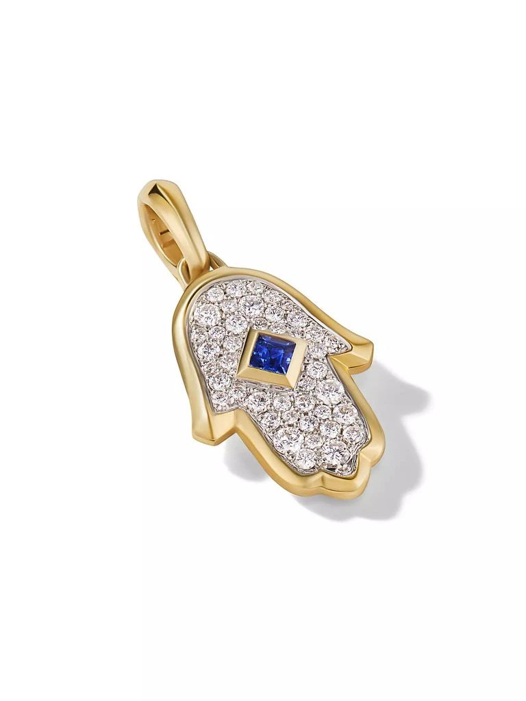 商品David Yurman|Hamsa Amulet in 18K Yellow Gold with Pavé Diamonds and Blue Sapphire, 26MM,价格¥17607,第3张图片详细描述