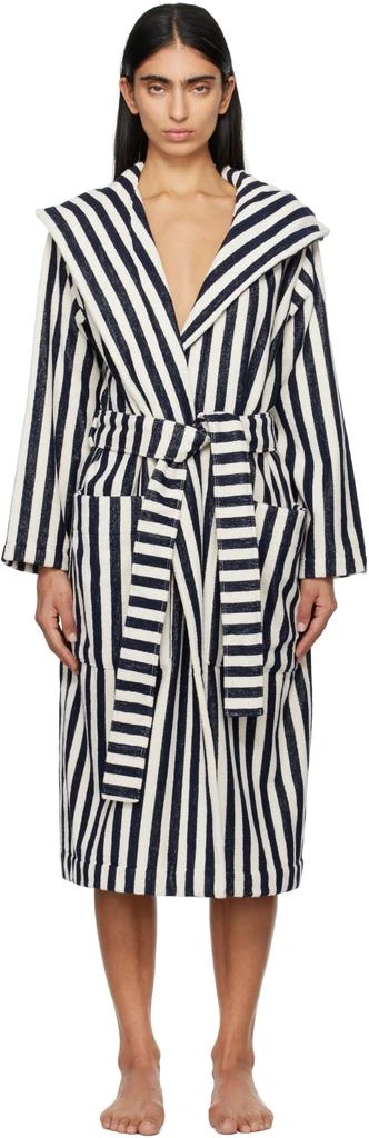 商品Tekla|Black & White Terry Hooded Bathrobe,价格¥1888,第1张图片