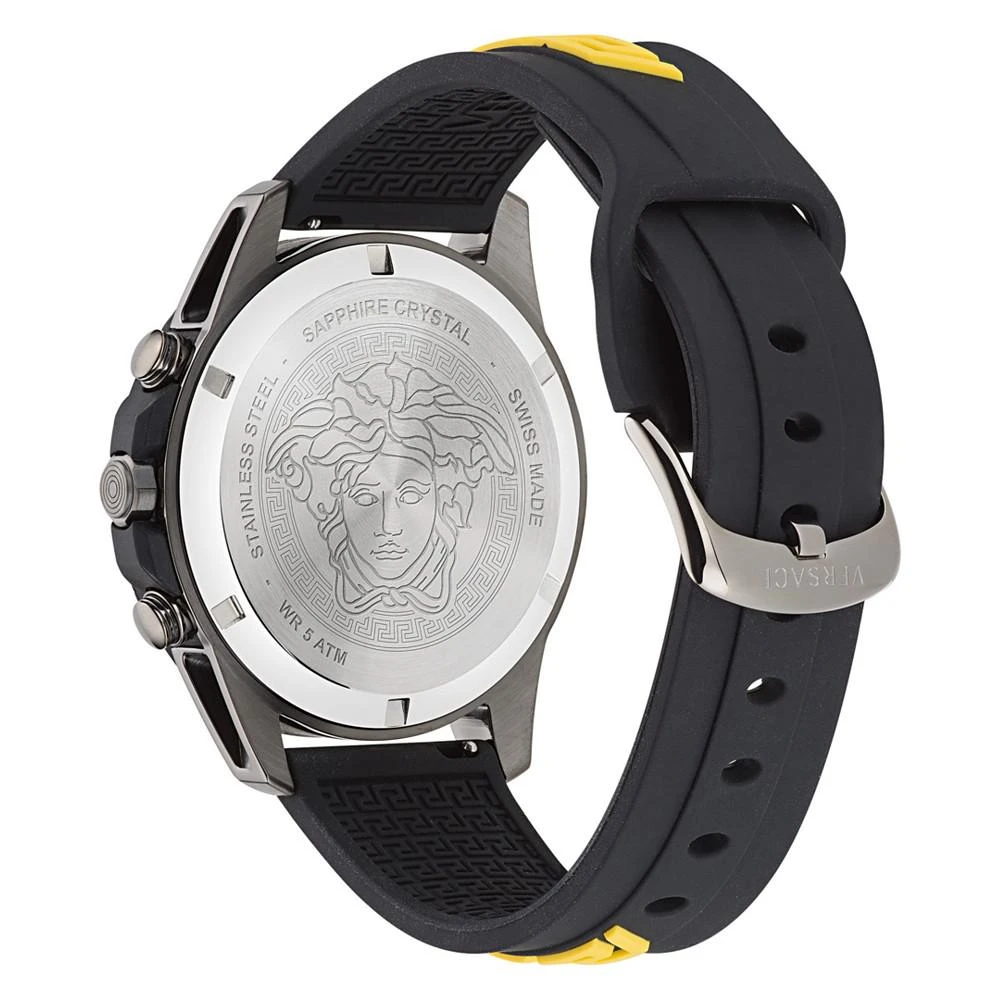 商品Versace|Men's Swiss Chronograph Greca Action Yellow & Black Silicone Strap Watch 45mm,价格¥7823,第3张图片详细描述