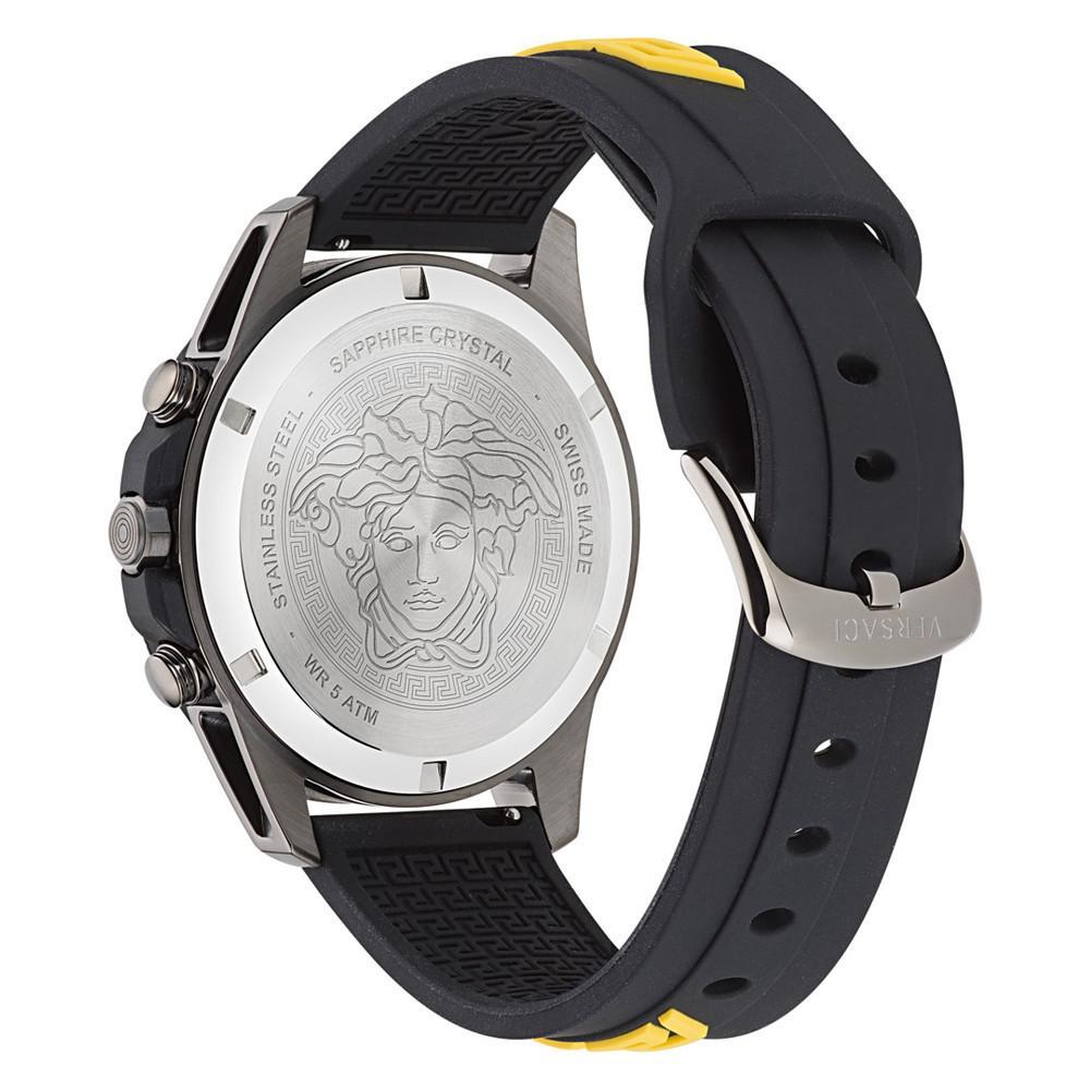 商品Versace|Men's Swiss Chronograph Greca Action Yellow & Black Silicone Strap Watch 45mm,价格¥10291,第5张图片详细描述