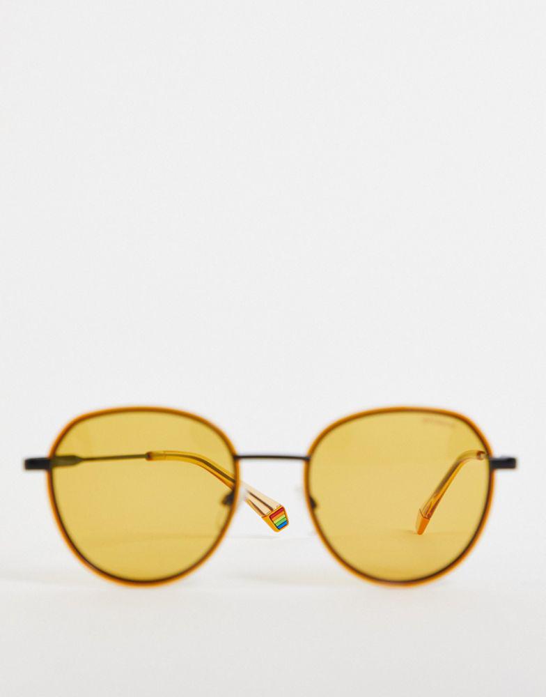 Polaroid round sunglasses in yellow商品第4张图片规格展示