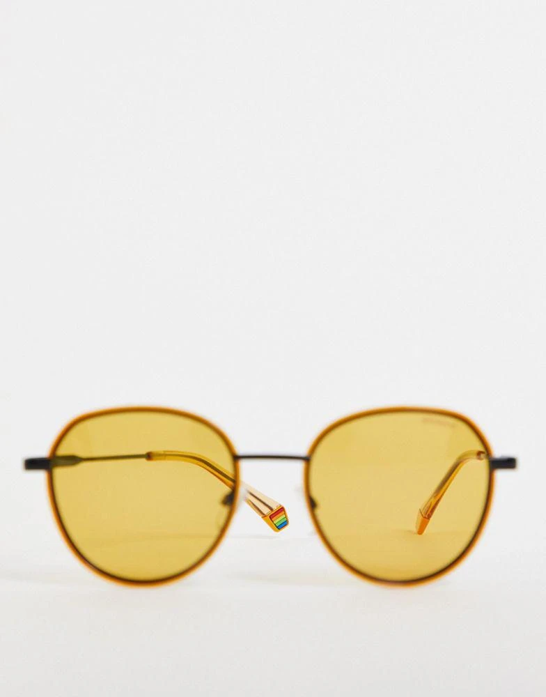 商品Polaroid|Polaroid round sunglasses in yellow,价格¥322,第4张图片详细描述