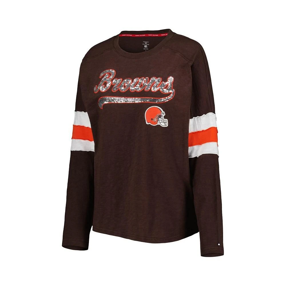 商品Tommy Hilfiger|Women's Brown Cleveland Browns Justine Long Sleeve Tunic T-shirt,价格¥413,第4张图片详细描述