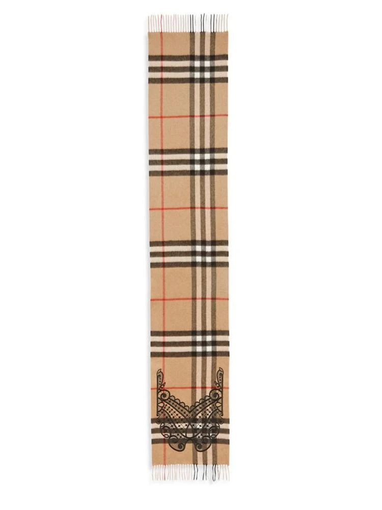 商品Burberry|Lace-Embroidered Giant Check Cashmere Scarf,价格¥4871,第2张图片详细描述