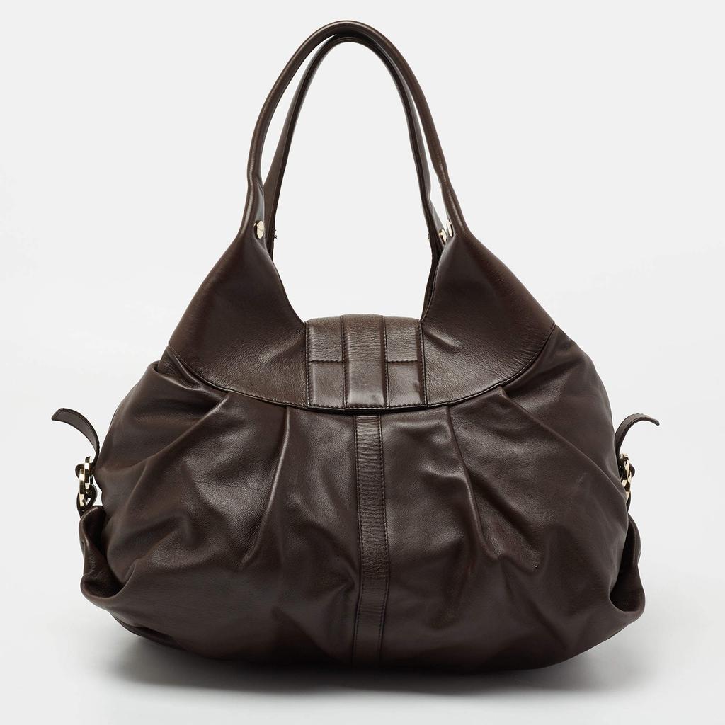 商品[二手商品] BVLGARI|Bvlgari Dark Brown Leather Chandra Hobo,价格¥3459,第6张图片详细描述