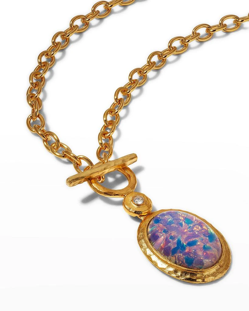 商品Kenneth Jay Lane|Satin Gold Crystal Pink Opal Oval Toggle Necklace,价格¥613,第3张图片详细描述