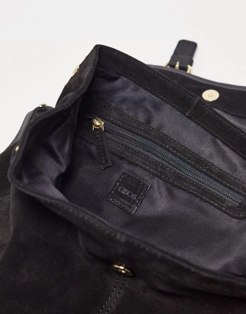 商品ASOS|ASOS DESIGN suede backpack with buckles in black,价格¥243,第2张图片详细描述