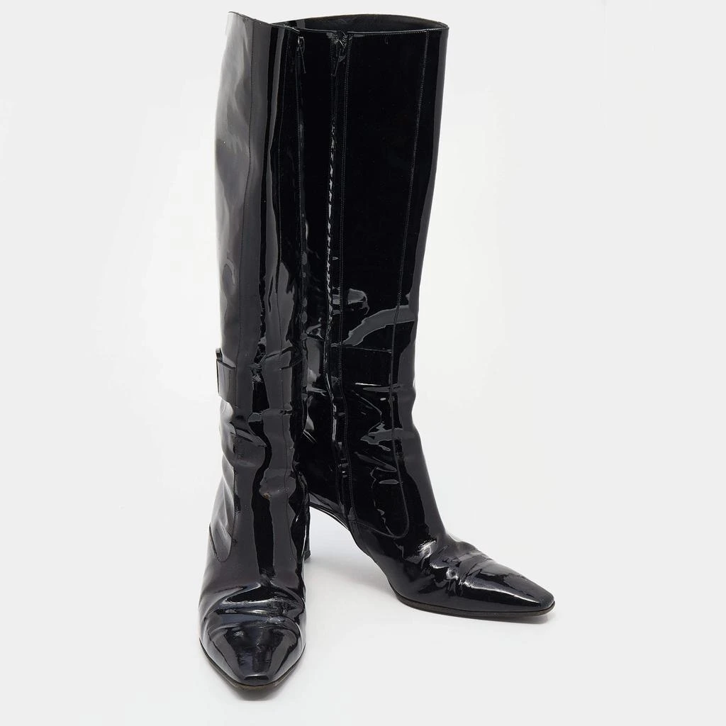 商品[二手商品] Salvatore Ferragamo|Salvatore Ferragamo Black Patent Leather Knee Length Boots Size 40,价格¥2611,第4张图片详细描述