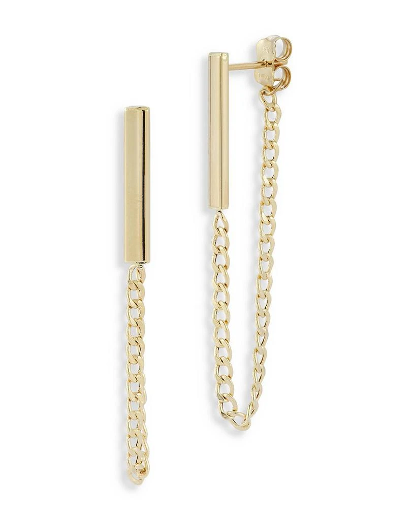 商品Moon & Meadow|14K Yellow Gold Bar Chain Front to Back Earrings,价格¥2501,第1张图片