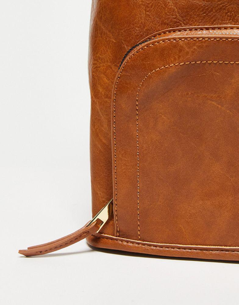 商品ASOS|ASOS DESIGN soft backpack with zip front pocket in tan,价格¥195,第6张图片详细描述