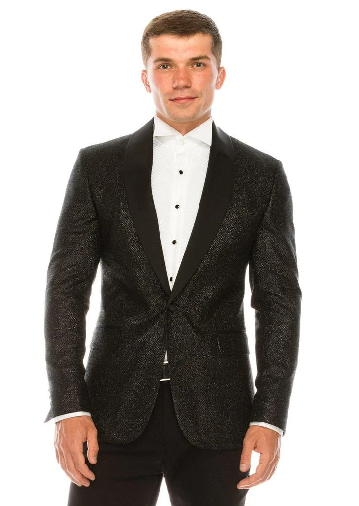 商品RON TOMSON|Black Sparkle Shawl Lapel Tuxedo Jacket,价格¥3613,第1张图片